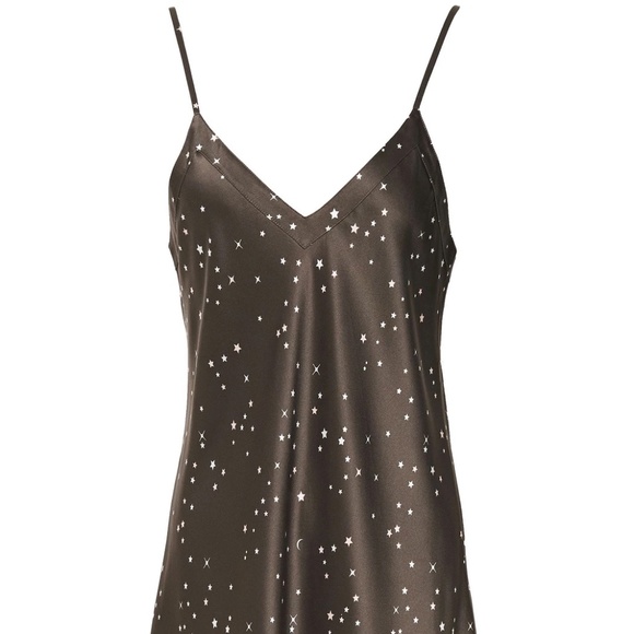 Printed Star & Moon Silk-satin Chemise from GINIA